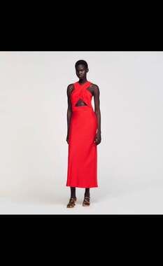 Sandro Valentina Cutout Halter Maxi Dress Red